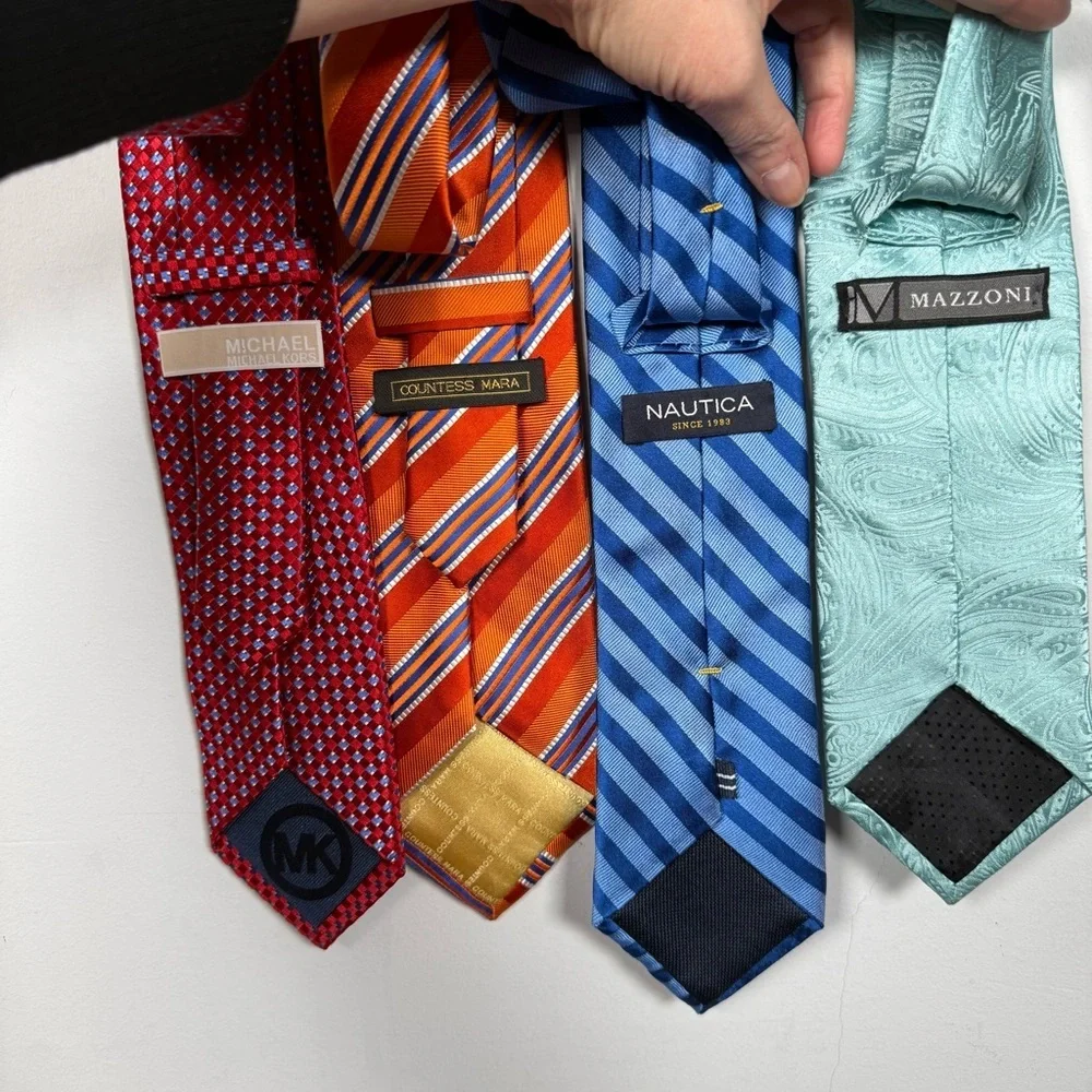 Men’s 100% Silk Necktie Bundle, Excellent Condition, 4 Silk Ties